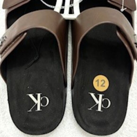 Calvin Klein slip on dark brown sandals with velcro closure NWT Men's Size 12 - Picture 8 of 9